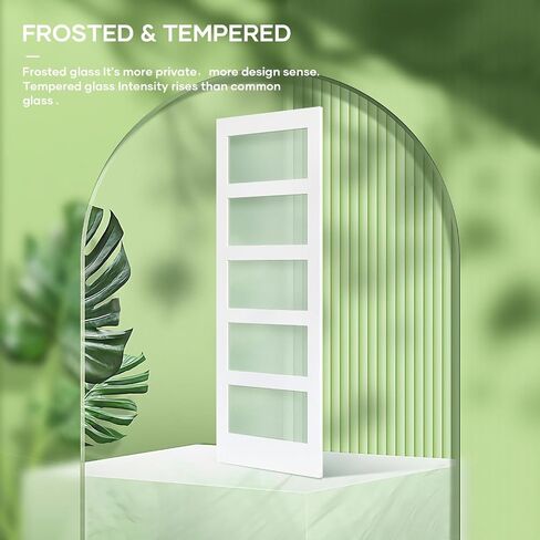 Fredbeck 68x84(Double 34in x 84in White Glass Barn Door with 12 FT Sliding Doors Hardware Kit Included & Handle,PVC Surface,Need to Assembly,Water-Proof in Saudi Arabia