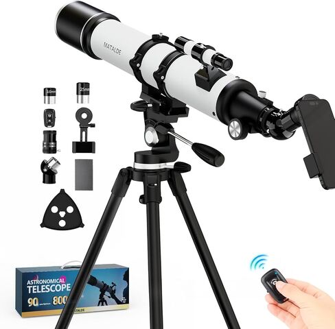 90mm Aperture Telescope 800mm Focal Length Refractor for Beginners & Adult, Professional Astronomy Telescope with 32X-240X Magnification, 3X Barlow Lens & Phone Adapter in Saudi Arabia