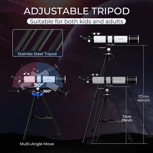 90mm Aperture Telescope 800mm Focal Length Refractor for Beginners & Adult, Professional Astronomy Telescope with 32X-240X Magnification, 3X Barlow Lens & Phone Adapter in Saudi Arabia