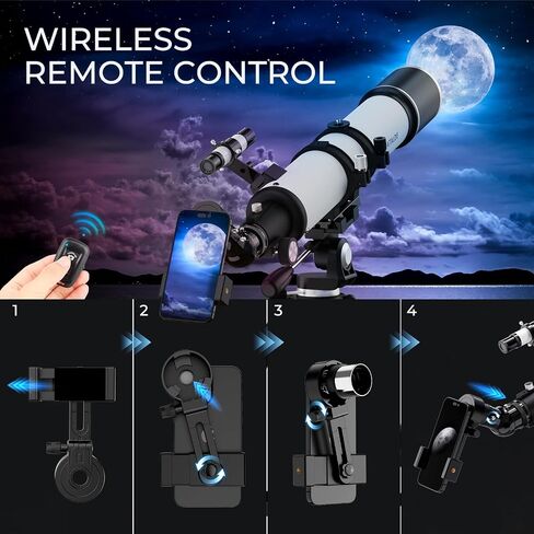 90mm Aperture Telescope 800mm Focal Length Refractor for Beginners & Adult, Professional Astronomy Telescope with 32X-240X Magnification, 3X Barlow Lens & Phone Adapter in Saudi Arabia