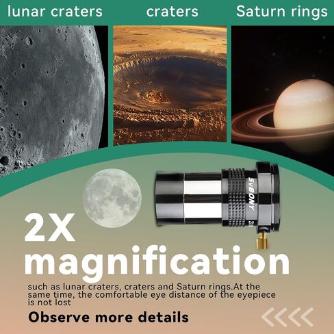 SVBONY SV137 2X Barlow Lens 1.25 inch Metal Body Bundle with 5X Barlow Lens Telescope Accessory in Saudi Arabia