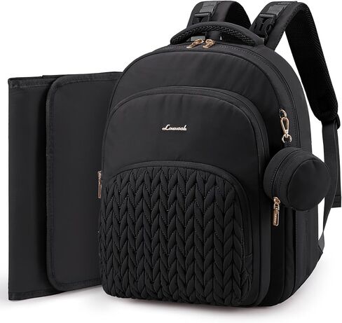 LOVEVOOK Diaper Bag Backpack, Baby Bag with Changing Pad for Mom Dad, Large Waterproof Mommy Bag with Stroller Buckles, Travel Essential with Pacifier Case & Insulated Bottle Pockets, Black in Saudi Arabia