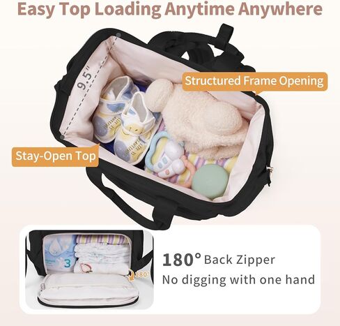 حقيبة ظهر للحفاضات من CEI-CEI، حقيبة ظهر منتفخة للأطفال للفتيات والصبيان مع جيوب معزولة، حقيبة ظهر للحفاضات مقاومة للماء للسفر للأم والأب مع وسادة تغيير وأشرطة عربة الأطفال in Kuwait