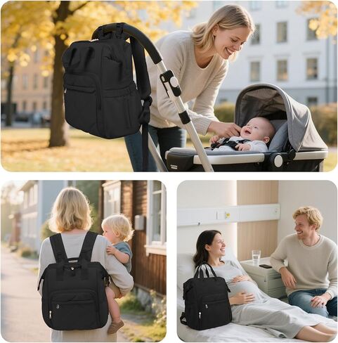 حقيبة ظهر للحفاضات من CEI-CEI، حقيبة ظهر منتفخة للأطفال للفتيات والصبيان مع جيوب معزولة، حقيبة ظهر للحفاضات مقاومة للماء للسفر للأم والأب مع وسادة تغيير وأشرطة عربة الأطفال in Kuwait