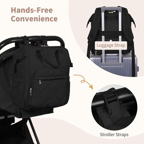 حقيبة ظهر للحفاضات من CEI-CEI، حقيبة ظهر منتفخة للأطفال للفتيات والصبيان مع جيوب معزولة، حقيبة ظهر للحفاضات مقاومة للماء للسفر للأم والأب مع وسادة تغيير وأشرطة عربة الأطفال in Kuwait