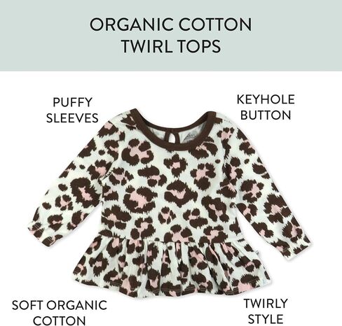 HonestBaby 3-Pack Long Sleeve Peplum T-Shirt Set 100% Organic Cotton for Toddler, Baby Girls in Saudi Arabia