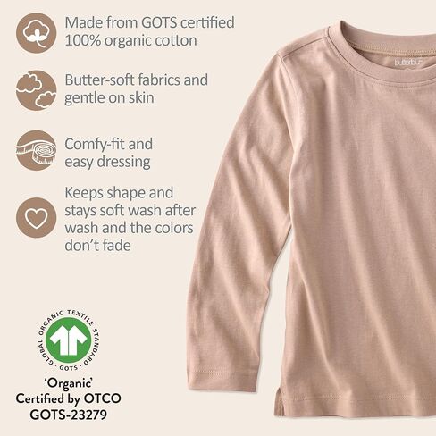 Butterblu London 10-Pack Long Sleeve T-Shirts​ 100% Organic Cotton Tees | GOTS Certified Organic Cotton for Baby, Toddler Girls, Boys, Unisex, Machine Washable, Made to Match Colors in Saudi Arabia