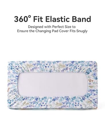 TILLYOU Muslin Changing Pad Cover for Baby Girls Boys, Soft and Breathable Cotton Diaper Changing Table Cover, 2 Pack(Blue Flower) in Kuwait