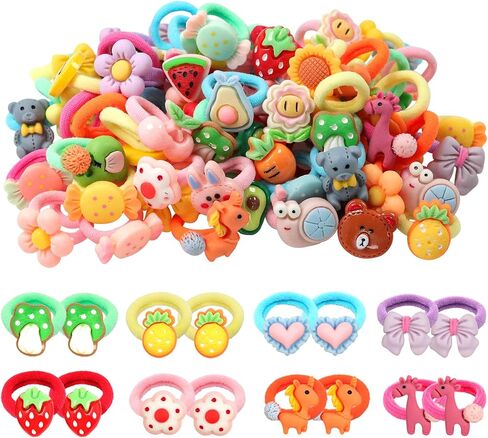 WillingTee 80Pcs Baby Hair Ties for Girls,Cute Small Hair Ties for Thin Hair,40 Pairs Ponytail Holders Elastic Hair Rubber Bands Hair Accessories for baby girls infant toddler kids in Saudi Arabia