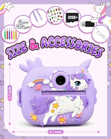 Kids Camera Instant Print, 1080P Kids Instant Cameras with Photo Printing and Fun Learning, Christmas Stuffers Birthday Gifts for Girls Age 3-12, Portable Toy for 3 4 5 6 7 8 9 10 Girls Boys, Pink in Kuwait