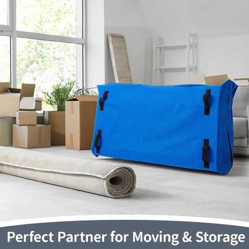 1 Pcs Oxford Cloth Waterproof Crib Mattress Storage Bag with Zipper and 8 Reinforced Handles Heavy Duty Reusable Crib Mattress Cover for Storage, 52.5 x 28 x 6.5 Inches (Blue) in Saudi Arabia