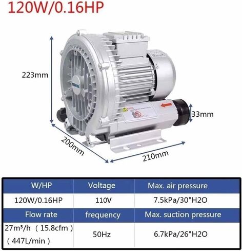 High-Pressure Vortex Blower 0.5HP for Aquaculture, 1100W/1.49HP Regenerative Blower, Efficient Performance for Water Management in Saudi Arabia