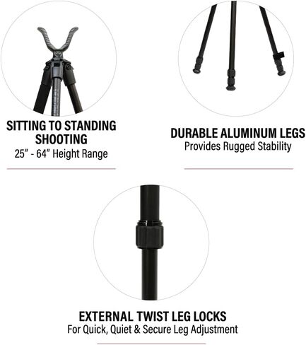 BOG Deadshot Tripod Family with Adjustable Legs, Universal Shooting Rest, Lightweight Aluminum, Hands-Free, for Shooting, Hunting, and Outdoors in Kuwait