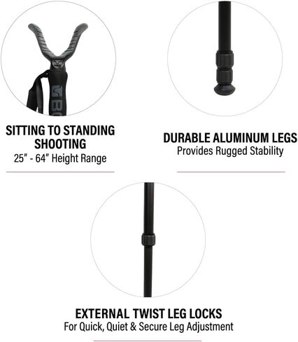 BOG Deadshot Tripod Family with Adjustable Legs, Universal Shooting Rest, Lightweight Aluminum, Hands-Free, for Shooting, Hunting, and Outdoors in Kuwait