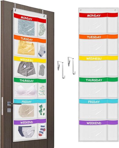 ABCKEY Rainbow Weekly Kids Clothes Organizer for Daily Activity,Portable Kids Clothes Storage White (White) in Kuwait