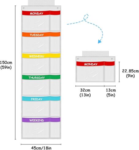 ABCKEY Rainbow Weekly Kids Clothes Organizer for Daily Activity,Portable Kids Clothes Storage White (White) in Kuwait