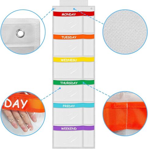 ABCKEY Rainbow Weekly Kids Clothes Organizer for Daily Activity,Portable Kids Clothes Storage White (White) in Kuwait