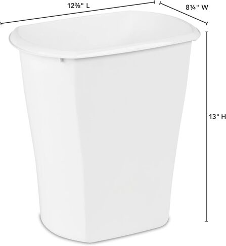 (2 Pack) 3 Gallon Wastebasket, Open Plastic Trash Can for Small Spaces and Bathrooms, White in Saudi Arabia