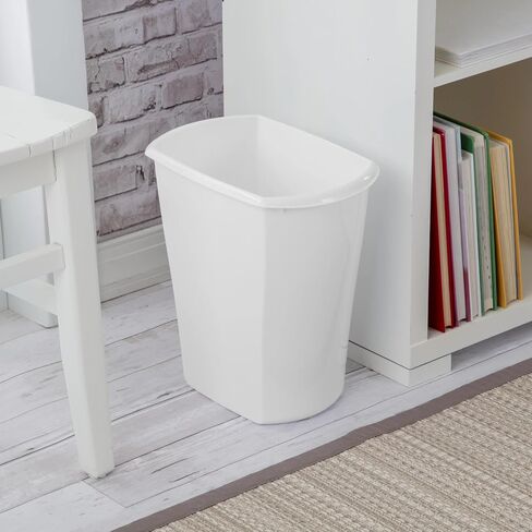 (2 Pack) 3 Gallon Wastebasket, Open Plastic Trash Can for Small Spaces and Bathrooms, White in Saudi Arabia