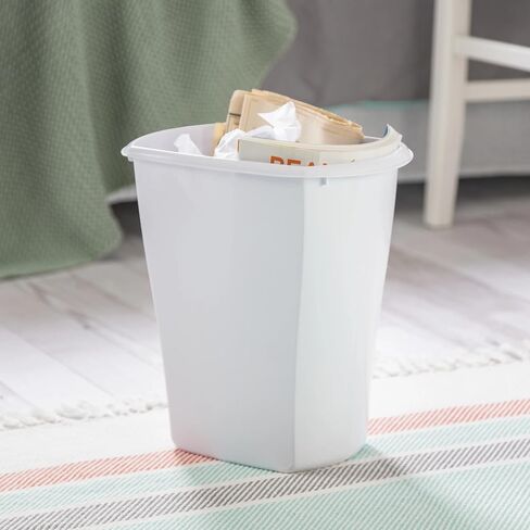 (2 Pack) 3 Gallon Wastebasket, Open Plastic Trash Can for Small Spaces and Bathrooms, White in Saudi Arabia