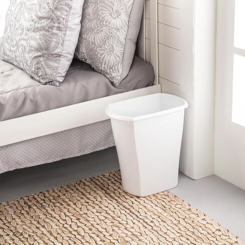 (2 Pack) 3 Gallon Wastebasket, Open Plastic Trash Can for Small Spaces and Bathrooms, White in Saudi Arabia