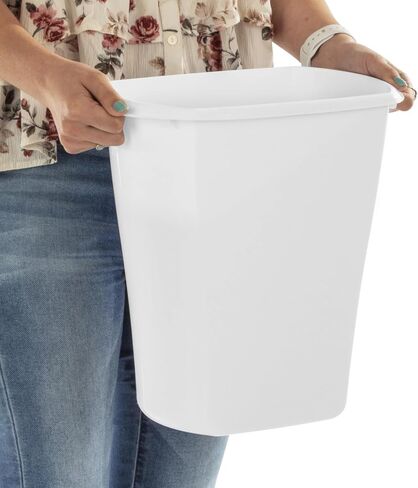 (2 Pack) 3 Gallon Wastebasket, Open Plastic Trash Can for Small Spaces and Bathrooms, White in Saudi Arabia