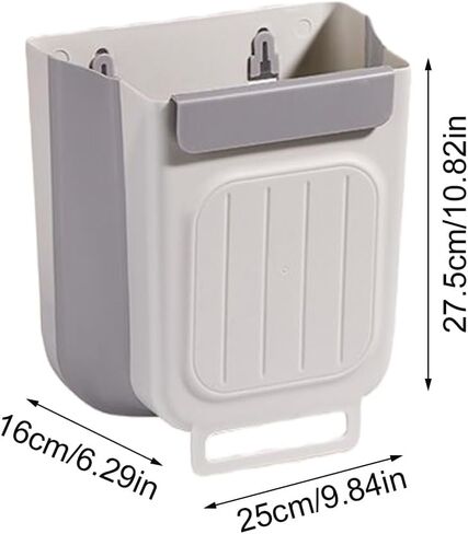 Wall Mounted Trash Can, Foldable Under Sink Design, Size 27.5x25x16cm, Cabinet Door Bin, Kitchen Waste Container, Space Saving Feature, for Bathroom Garage Apartment in Saudi Arabia