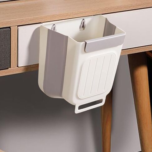 Wall Mounted Trash Can, Foldable Under Sink Design, Size 27.5x25x16cm, Cabinet Door Bin, Kitchen Waste Container, Space Saving Feature, for Bathroom Garage Apartment in Saudi Arabia