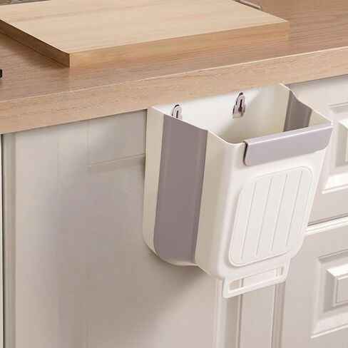 Wall Mounted Trash Can, Foldable Under Sink Design, Size 27.5x25x16cm, Cabinet Door Bin, Kitchen Waste Container, Space Saving Feature, for Bathroom Garage Apartment in Saudi Arabia