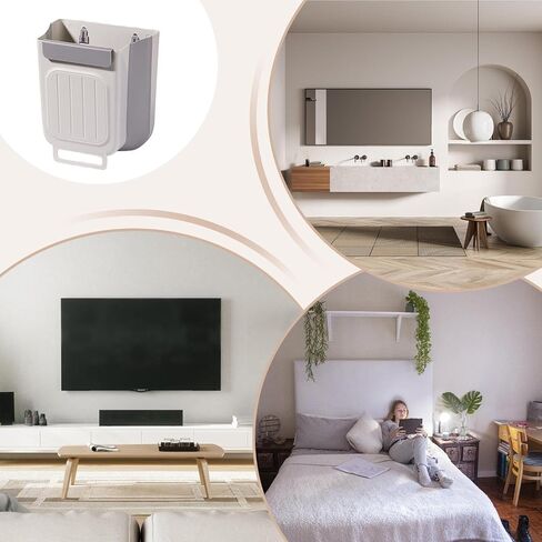 Wall Mounted Trash Can, Foldable Under Sink Design, Size 27.5x25x16cm, Cabinet Door Bin, Kitchen Waste Container, Space Saving Feature, for Bathroom Garage Apartment in Saudi Arabia