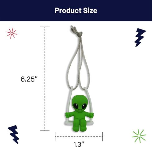 Funny Hanging Mirror Swing – Quirky and Unique Decor for Car Rearview Mirror, Bedroom or Living Room - Alien in Saudi Arabia