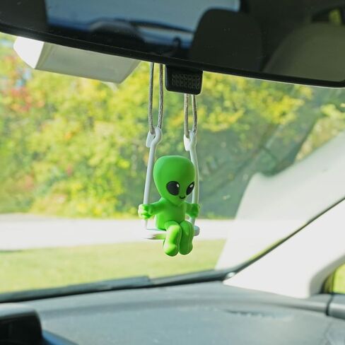 Funny Hanging Mirror Swing – Quirky and Unique Decor for Car Rearview Mirror, Bedroom or Living Room - Alien in Saudi Arabia