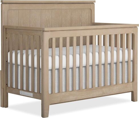 évolur Oakley 5-in-1 Convertible Full-Size Baby Crib in Hickory, GreenGuard Gold & JPMA, 3 Mattress Heights, Converts to Toddler, Day & Full-Size Bed, 3 Mattress Heights Safe Stylish Nursery in Saudi Arabia