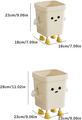 Cartoon Trash Can - PP Kids Trash Bin with Inner Bag Retaining Ring, Rounded Corners for Bedroom Bathroom Study (Standing Style M) in Saudi Arabia