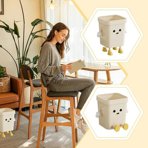 Cartoon Trash Can - PP Kids Trash Bin with Inner Bag Retaining Ring, Rounded Corners for Bedroom Bathroom Study (Standing Style M) in Saudi Arabia