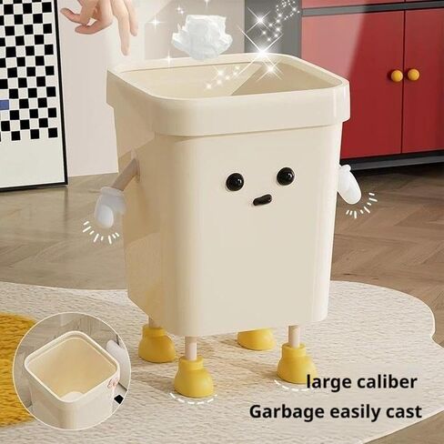 Cartoon Trash Can - PP Kids Trash Bin with Inner Bag Retaining Ring, Rounded Corners for Bedroom Bathroom Study (Standing Style M) in Saudi Arabia