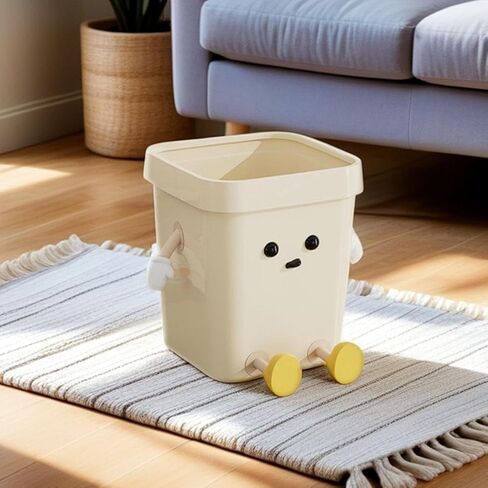 Cartoon Trash Can - PP Kids Trash Bin with Inner Bag Retaining Ring, Rounded Corners for Bedroom Bathroom Study (Standing Style M) in Saudi Arabia