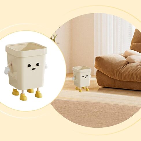 Cartoon Trash Can - PP Kids Trash Bin with Inner Bag Retaining Ring, Rounded Corners for Bedroom Bathroom Study (Standing Style M) in Saudi Arabia