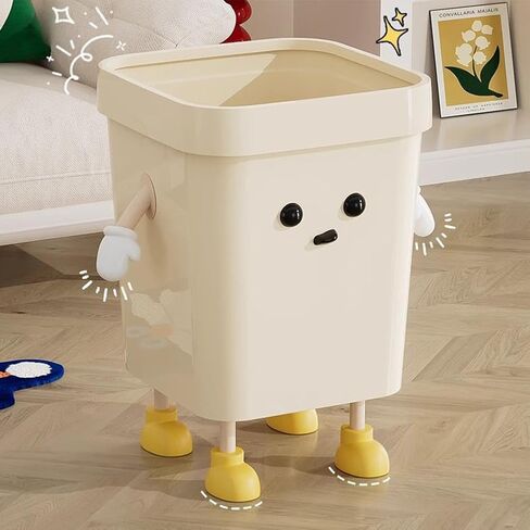 Cartoon Trash Can - PP Kids Trash Bin with Inner Bag Retaining Ring, Rounded Corners for Bedroom Bathroom Study (Standing Style M) in Saudi Arabia