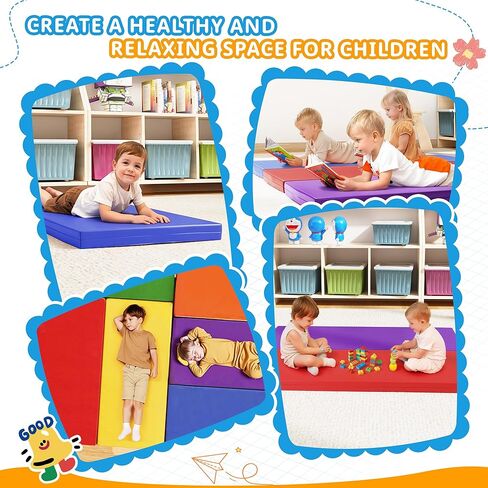 سجادات قيلولة، 6 قطع من سجادات قيلولة الأطفال الصغار لمرحلة ما قبل المدرسة، سجادة راحة للأطفال مقاس 5 سم مناسبة للفتيات والأولاد، سرير محمول للأطفال الصغار رائع للسفر والمنزل in Kuwait