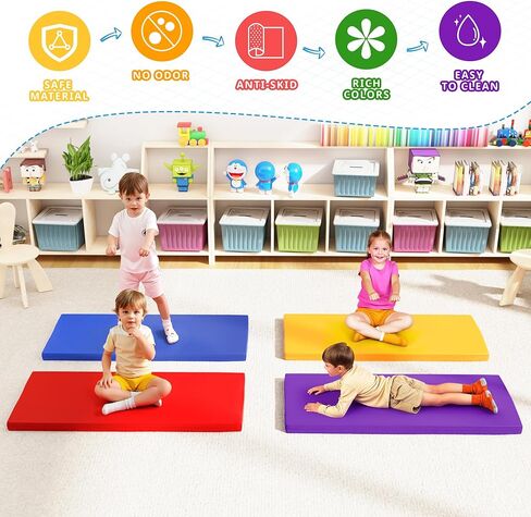 سجادات قيلولة، 6 قطع من سجادات قيلولة الأطفال الصغار لمرحلة ما قبل المدرسة، سجادة راحة للأطفال مقاس 5 سم مناسبة للفتيات والأولاد، سرير محمول للأطفال الصغار رائع للسفر والمنزل in Kuwait