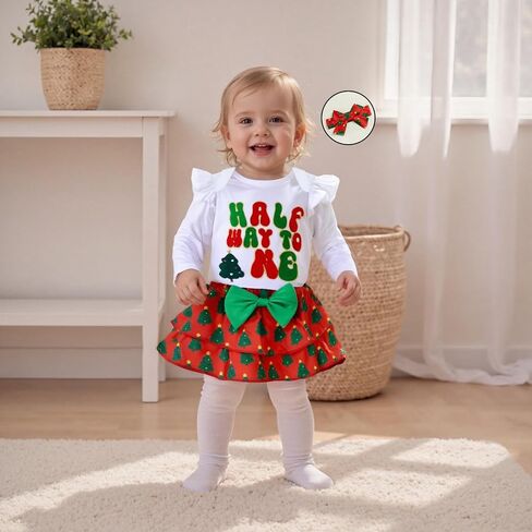 Baby Girl Half Birthday Outfit Strawberry Romper Long Sleeve Bodysuit Shorts Skirt Set Infant Fall Winter Clothes in Saudi Arabia