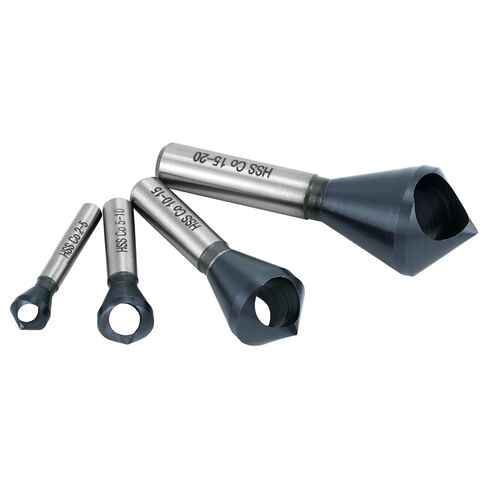 QWORK 4PCS Cobalt Single-End Countersink Chamfer Tool Set, M35 High-Speed Steel, 90° Cutting Angle in Saudi Arabia