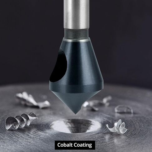 QWORK 4PCS Cobalt Single-End Countersink Chamfer Tool Set, M35 High-Speed Steel, 90° Cutting Angle in Saudi Arabia