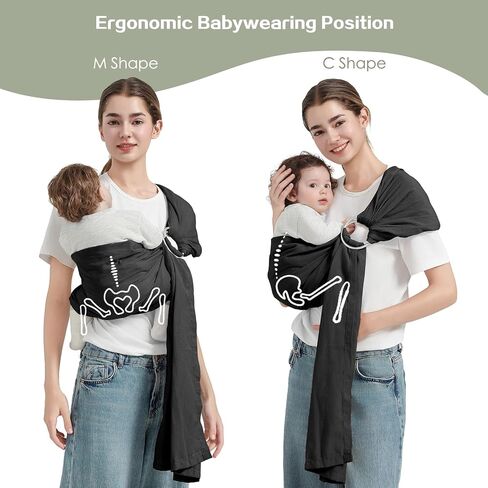 Baby Ring Sling Wrap, Lightweight Baby Carrier Sling Toddler Sling, Cotton Infants Wraps Carrier (7-35 lbs) for Toddlers, Cream in Saudi Arabia