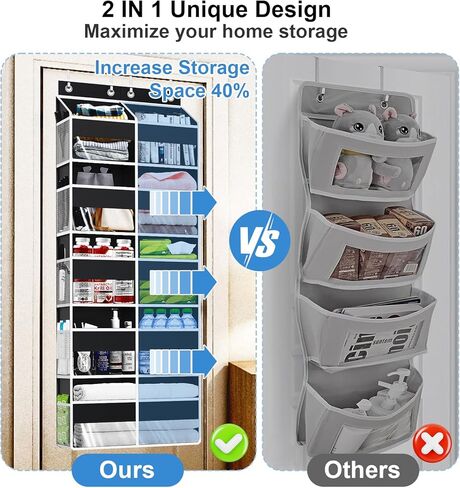 منظم متعدد الجيوب فوق الباب، رف معلق كبير من 5 طبقات لتخزين ألعاب الأطفال والحفاضات والملابس والغزل وشديد التحمل خلف الباب لتخزين غرفة النوم والحضانة وخزانة المؤن، بيج in Kuwait