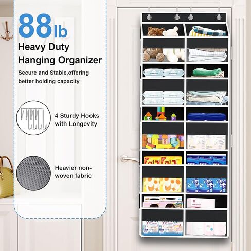 منظم متعدد الجيوب فوق الباب، رف معلق كبير من 5 طبقات لتخزين ألعاب الأطفال والحفاضات والملابس والغزل وشديد التحمل خلف الباب لتخزين غرفة النوم والحضانة وخزانة المؤن، بيج in Kuwait