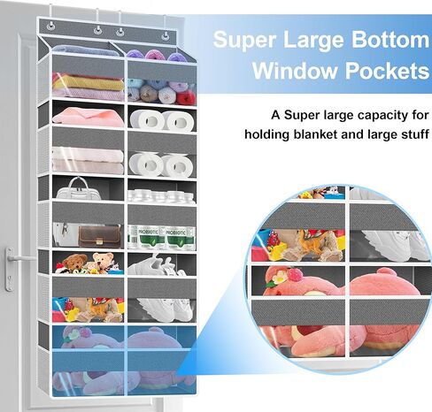 منظم متعدد الجيوب فوق الباب، رف معلق كبير من 5 طبقات لتخزين ألعاب الأطفال والحفاضات والملابس والغزل وشديد التحمل خلف الباب لتخزين غرفة النوم والحضانة وخزانة المؤن، بيج in Kuwait