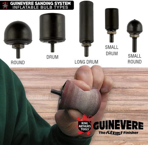 أداة سنفرة طبلة صغيرة قابلة للنفخ مقاس 1-1/4 بوصة من King Arthur's Tools - للأعمال الخشبية ونحت الطاقة والصنفرة والتشطيب - تصميم مرن قابل للنفخ لملامح ناعمة - موديل 11361 in Kuwait