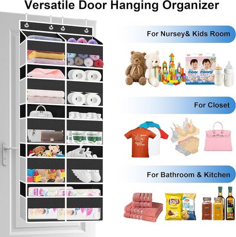 منظم متعدد الجيوب فوق الباب، رف معلق كبير من 5 طبقات لتخزين ألعاب الأطفال والحفاضات والملابس والغزل وشديد التحمل خلف الباب لتخزين غرفة النوم والحضانة وخزانة المؤن، بيج in Kuwait